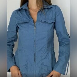 CAbi Coastal Grandma Cargo Utility Jacket Large Lightweight #393 Cornflower Blue